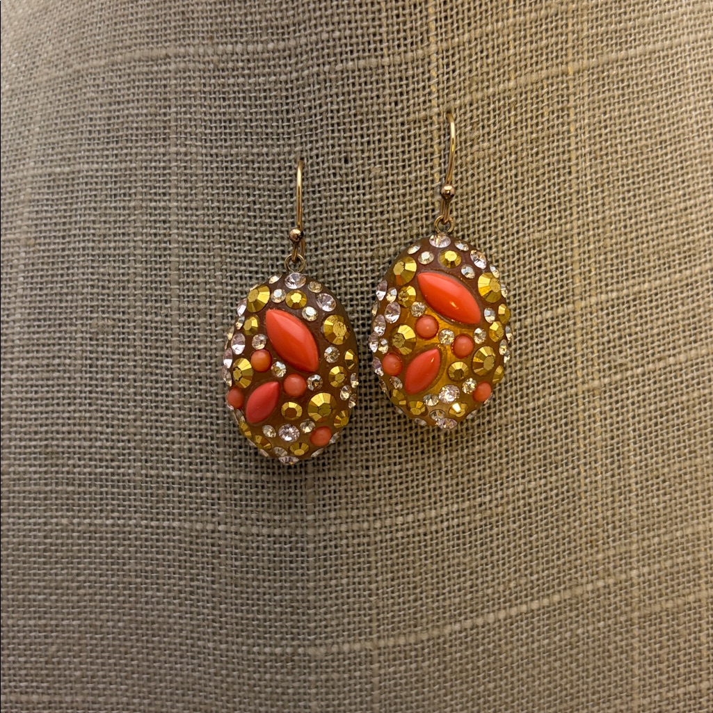 Vintage Alexis Bittar Coral Stardust Lucite Domed Oval Earrings